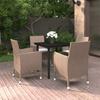 Vidaxl 5-Cz. Garden Furniture Set With Cushions, PE Rattan And Glass