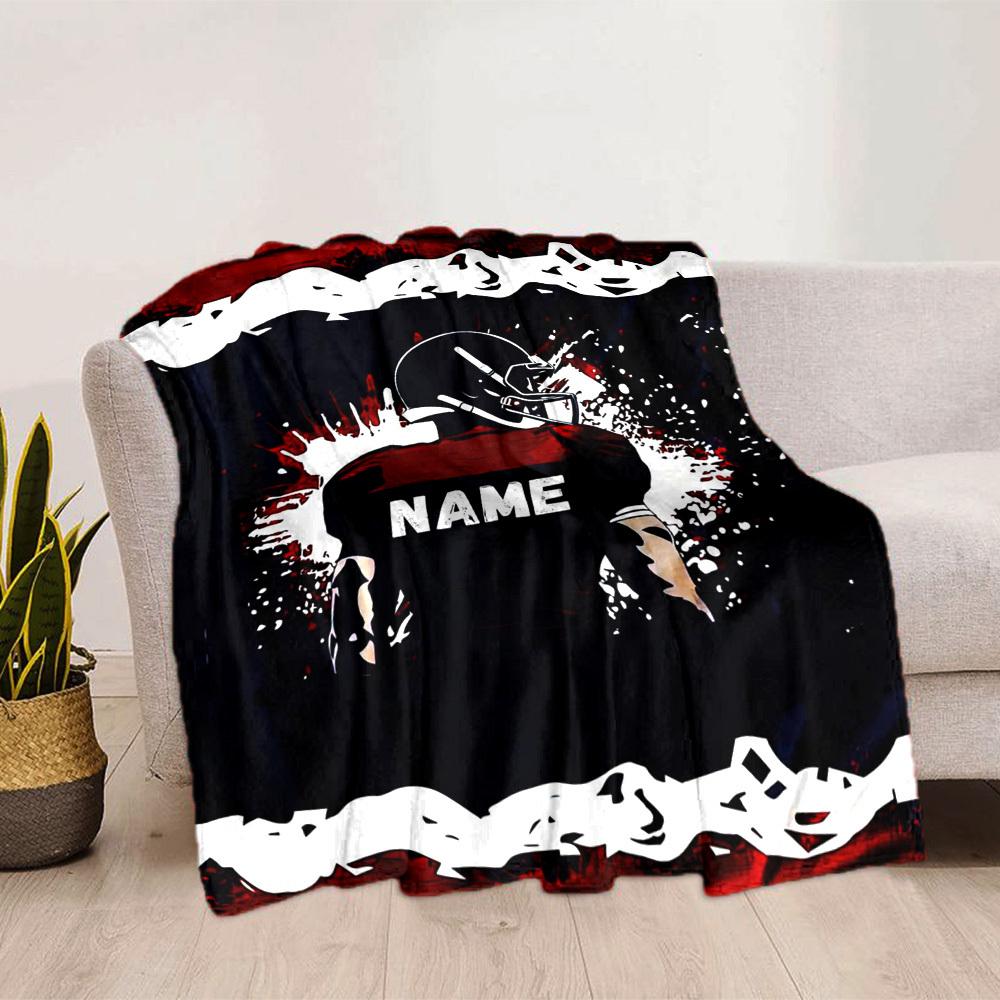 Football Helmet Home Customize Your Name Blankets Comfortable Soft Portable Allseason Multipurpose Blanket For Picnic Sofa Office Bed Living Room