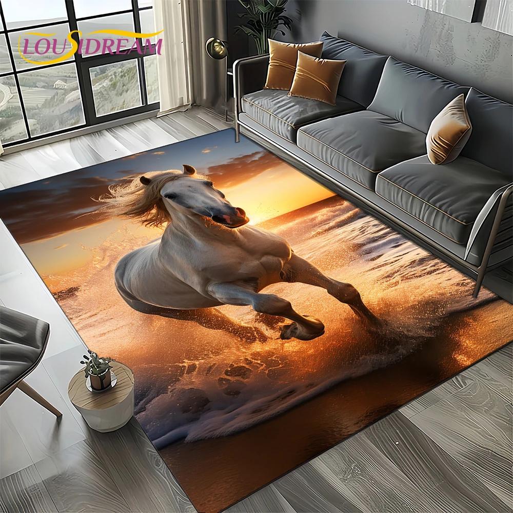 27 Style Horse Pentium Gallant Steed Animal Carpet Rug for Living Room Bedroom Home Sofa Decoration,Area Rug Non-slip Floor Mat