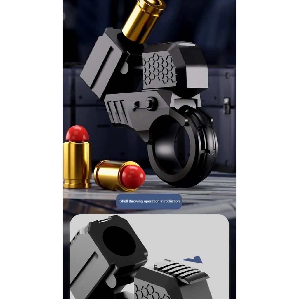 Toy Gun Stress Relief Ring EDC Mini Metal Agent Gold Finger Throwing Shell Fake Gun for Adults Boy Fingertip Gyro Fidget Spinner