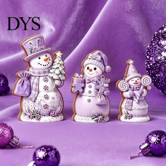 Rustic Holiday Ornaments 3PCS Christmas Snowman Wooden Ornaments, Decorative Cute Festive Figures, Tree Decorations High-definition Printing