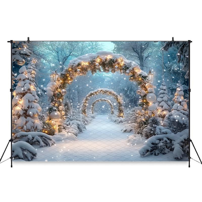 Mocsicka Winter Snow Background Photography Christmas Tree Decoration New Year Party Family Adult Child Photo Backdrop Wallpaper