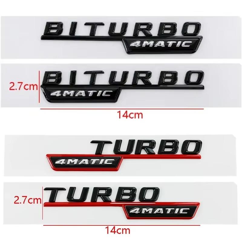 2pcs ABS Car TURBO BITURBO 4MATIC Plus Letters Emblem Fender Trim Badge Sticker For Mercedes Benz A45 ClA45 AMG GLE53 Styling TP9