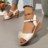 Fashion Women's Mesh Bow Knot High Heel Sandals Casual Anti-Slip Platform Wedge Sandal Female New Round Toe Thick Bottom Sandalias Mujer