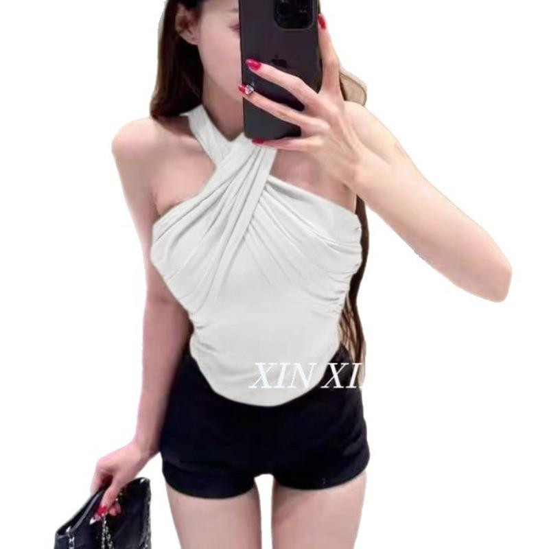 Seductive Brushed-Knit Warm Cross-Neck Tank Top for Women—Fitted Slimming with Adjustable Straps and Built-in Pads