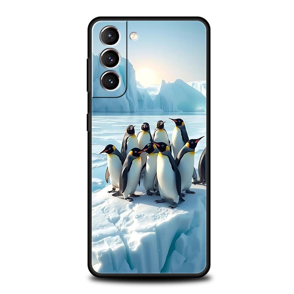 Penguin Kawaii Cute Soft Phone Case For Samsung Galaxy S25 Edge S24 Plus S23 FE S22 S21 S20 Ultra 5G S10 Black Protect Cover