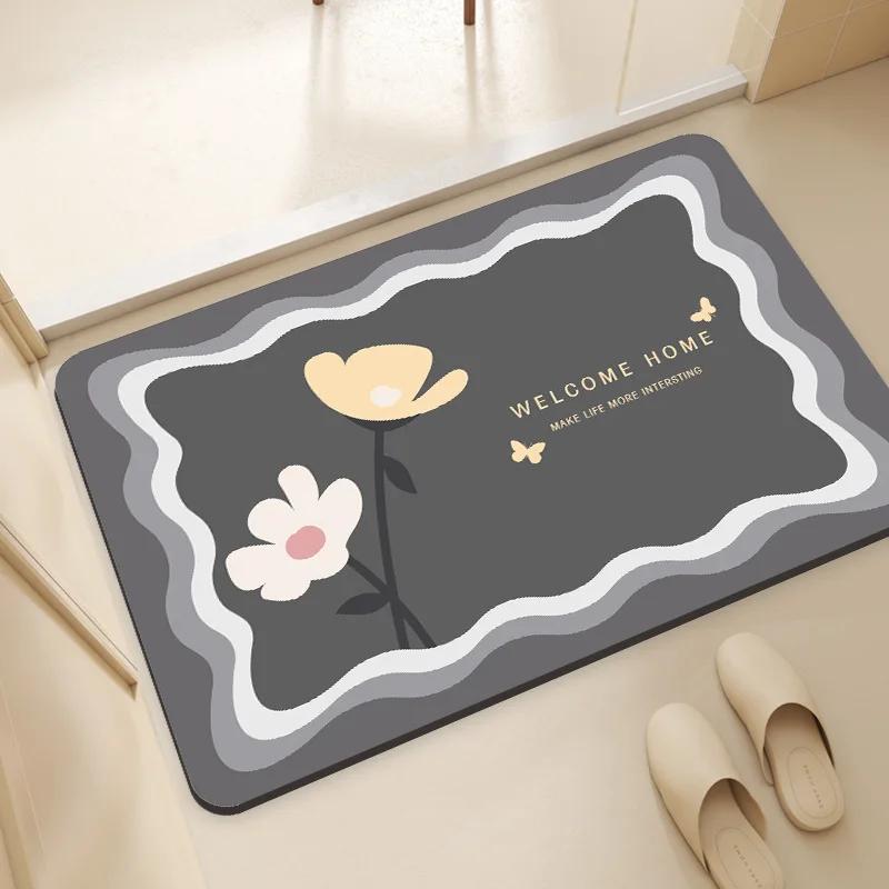 Toilet door floor mat Diatom mud absorbent non-slip mat Toilet carpet Bathroom floor mat Silicone door mat Household