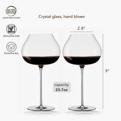 Ultra-thin Hand Blown Red Wine Glasses With Long Stem Lead-Free Crystal Wine Glass Unique Gift for Wedding,Anniversary Christmas