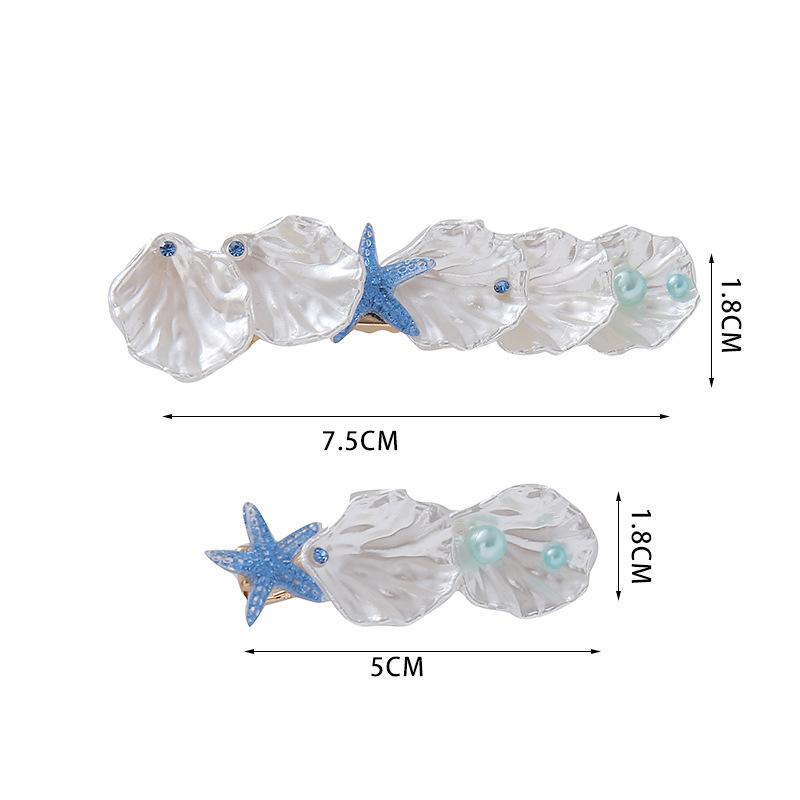 New style cream shell starfish knot hair clip female forest sweet and simple girl heart cute duckbill clip