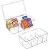 Transparent Tea Bag Storage Box with Lid Acrylic Organizer Stackable Tea Bag Box  Desktop