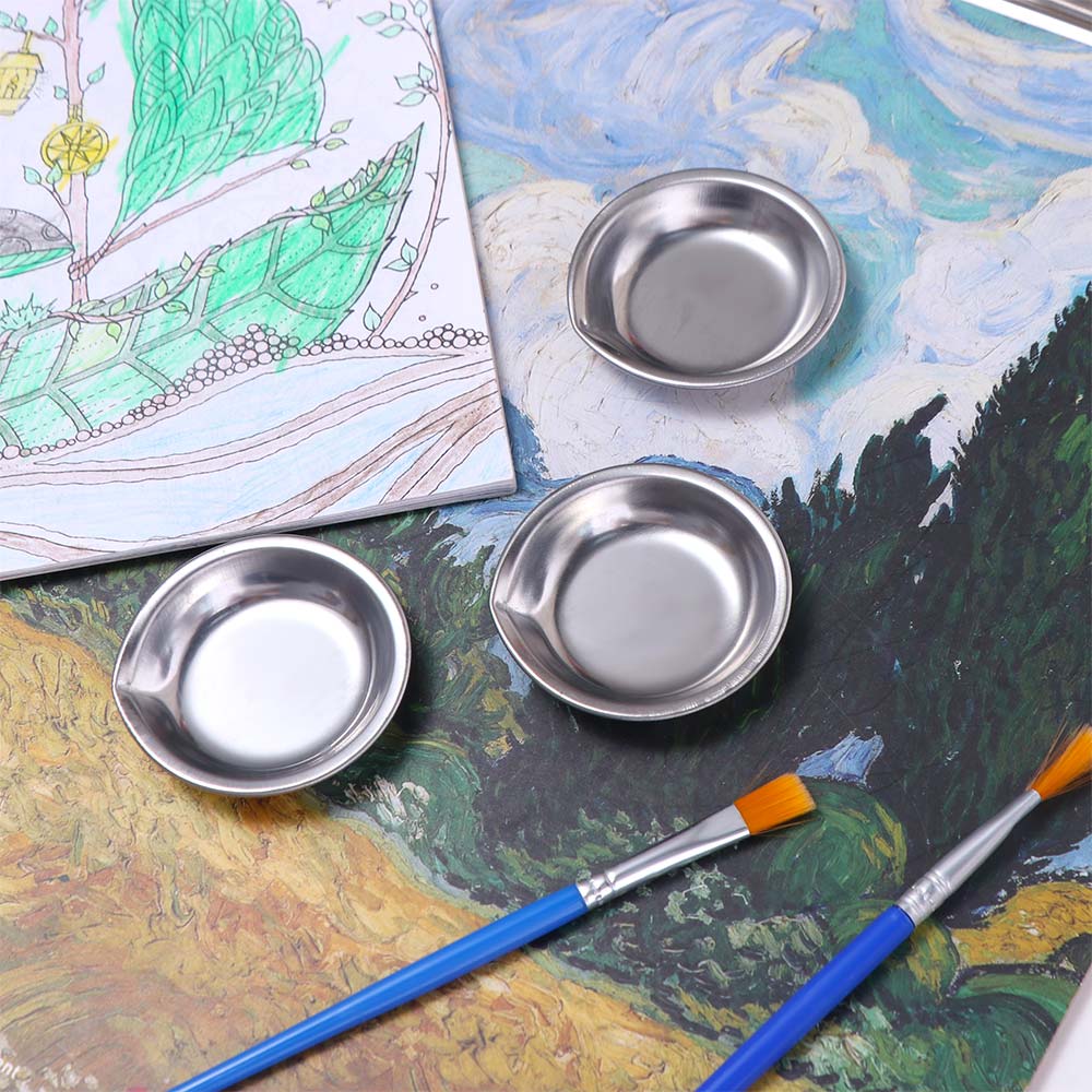 10pcs Stainless Steel Painting Color Bowls Reusable Pour Mouth Palette DIY Painting Tools