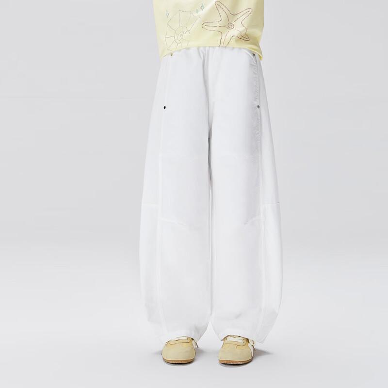 Girl's Rivet Detail Curved Leg Cotton Casual Pants