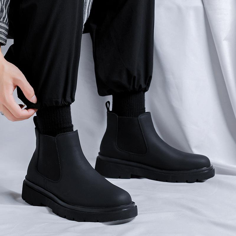 Chelsea boots men's medium help Korean version of thick-soled Martin boots casual versatile height increase low-top ins tide short boots 9887-R