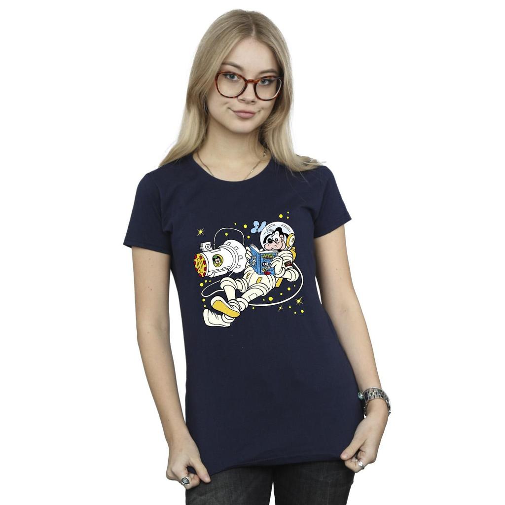 Disney Womens/Ladies Goofy Reading In Space Cotton T-Shirt