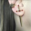 2pcs Gothic Kinitial Sword Stud Earrings,Vintage Cool Punk Crystal Goth Ear Piercing Jewelry Suitable for Daily Give Gift