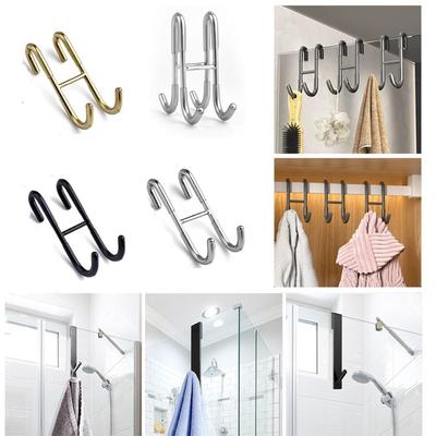 Stainless Steel Shower Door Hooks Multifunctional Shower Towel Rack  Glass Door Back