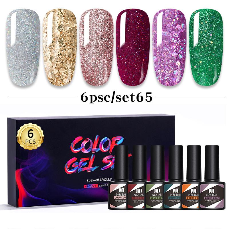 Nail Polish Glue Set 8Ml 6 Bottles Boxed Nail Art Barbie Glue Japanese Nail Color Glue Phototherapy Glue