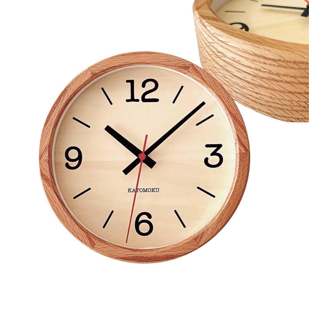 KATOMOKU Muku Clock 20 Oak Wall Clock with Continuous Second Hand km-136OA 220mm (Quartz Clock)
