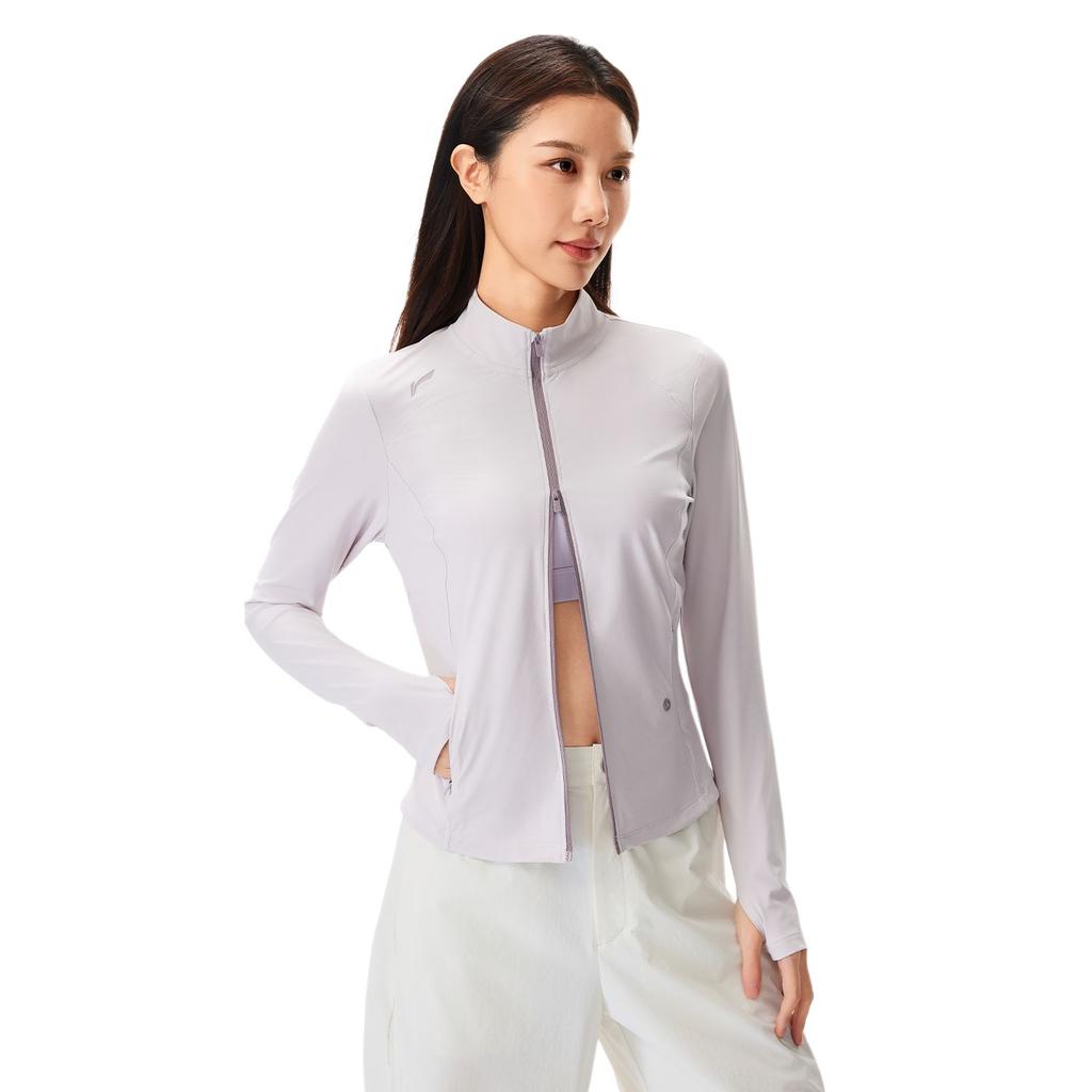 Li-Ning Fitness Series Stand Collar Logo Letter Stitching Jacket Women Jackets AFDW800-7