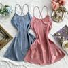 Camisón sexy sin espalda para mujer, camisón de seda sintética con cuello halter, informal, transpirable y con falda halter.