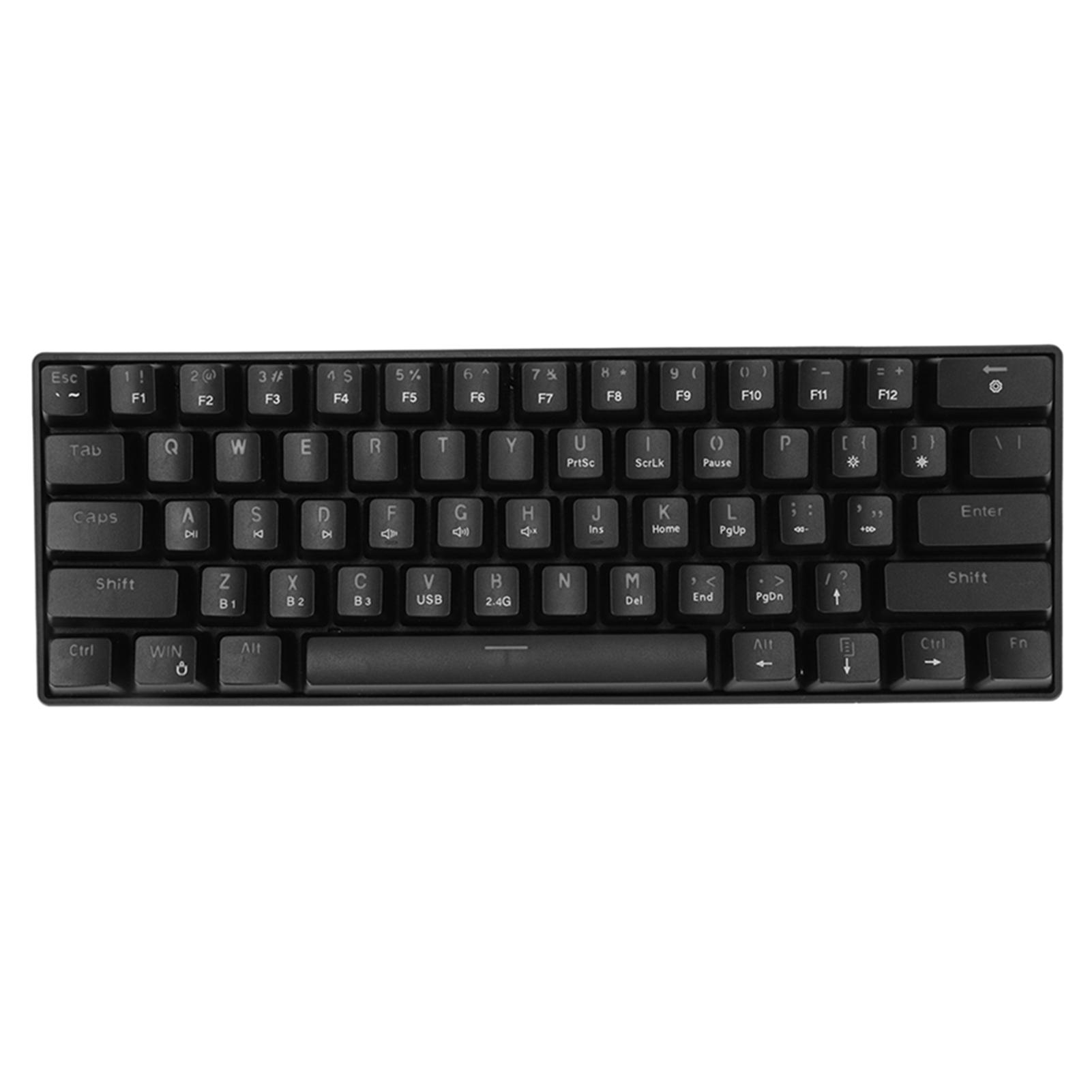 

Игровая клавиатура HXSJ 61 клавиша с подсветкой RGB Портативная Три режима Беспроводная Эргономичная Механическая чёрный