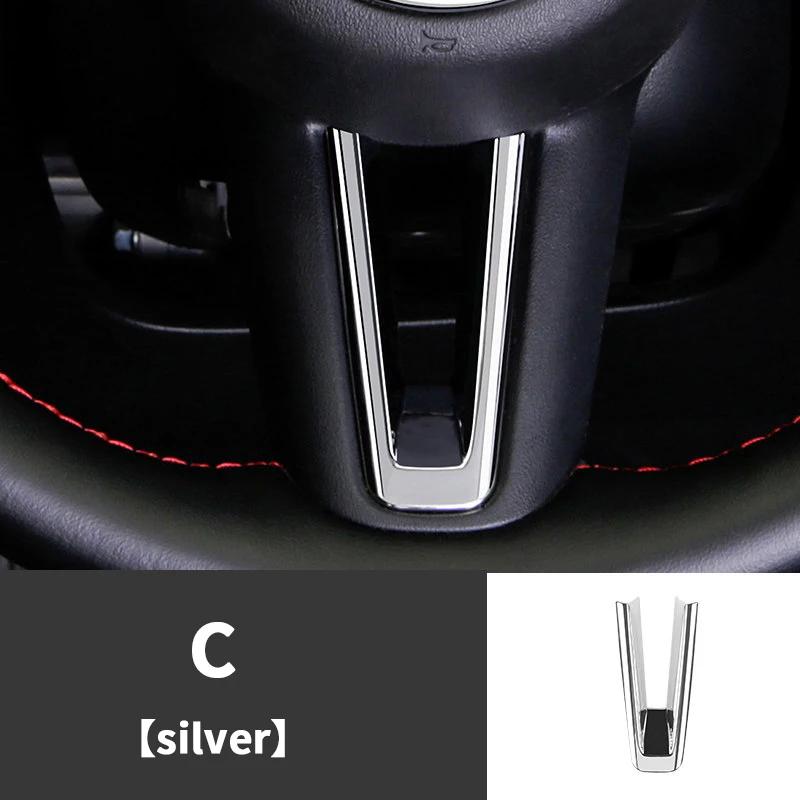 

Накладка на руль автомобиля, круглая накладка с блестками, наклейка, молдинг для салона Mazda 3 Axela CX-30 CX30, аксессуары C Silver