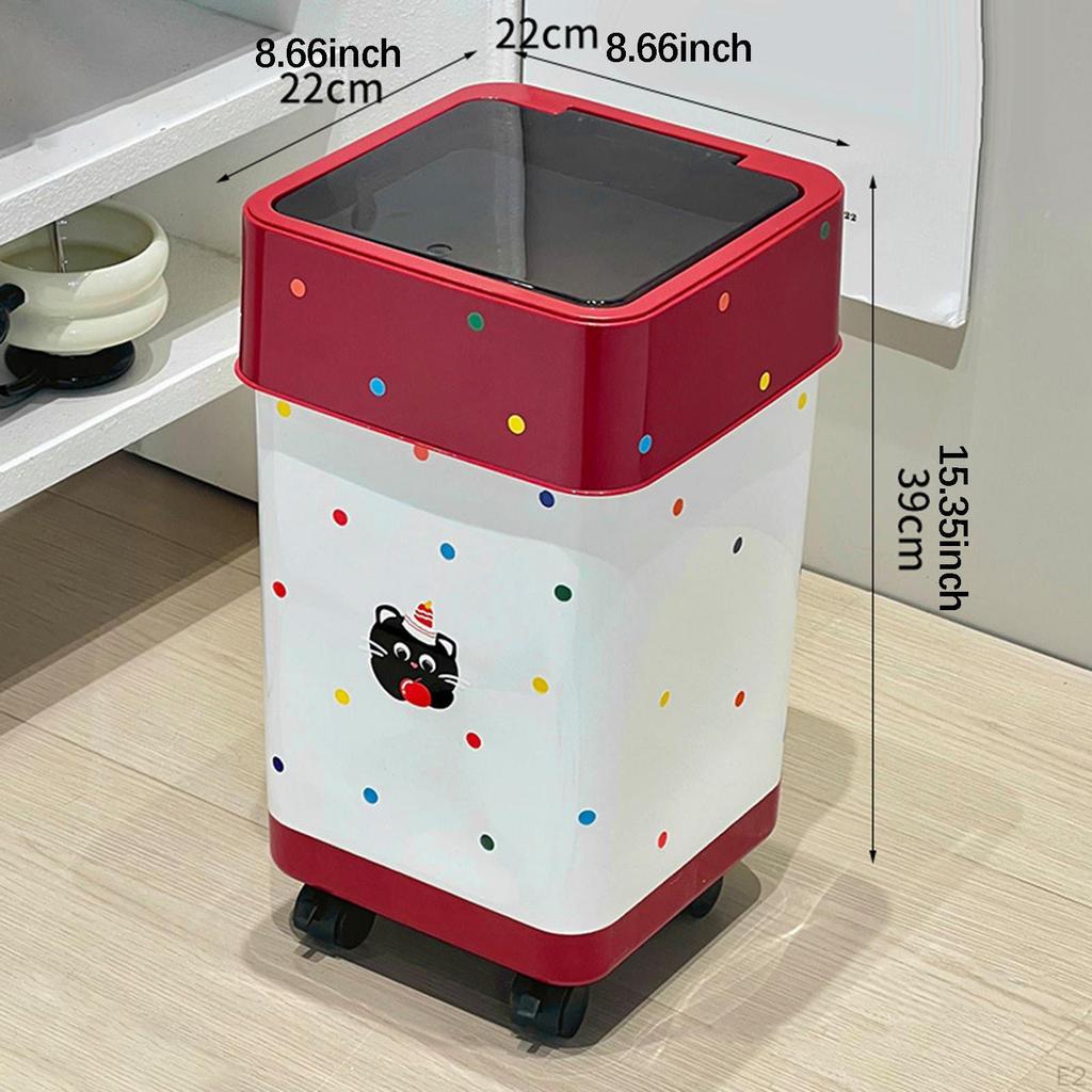 Kitchen Trash Can with Wheels Rolling Garbage Bin Wastebasket for Office