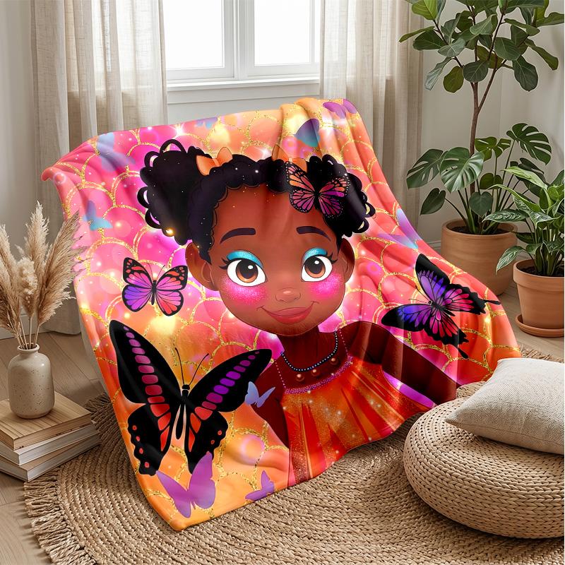 Vibrant Butterfly Art Theme Blanket Lightweight Warm Flannel Blanket Decorative Throw Blanket for Home Decoration