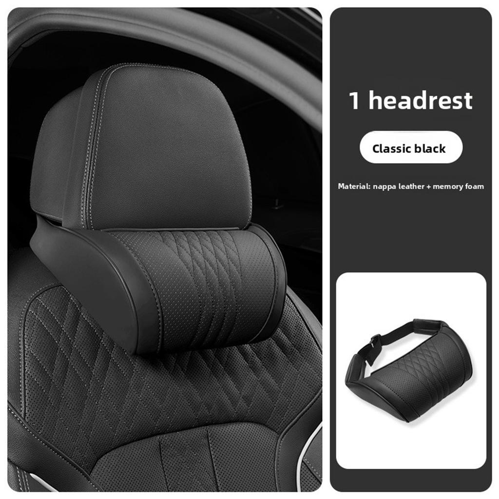 Car Seat Lumbar Support Pillow Napa Leather Back Cushion Ergonomic Design Accessories For Comfort Headrest Neck Auto Interior