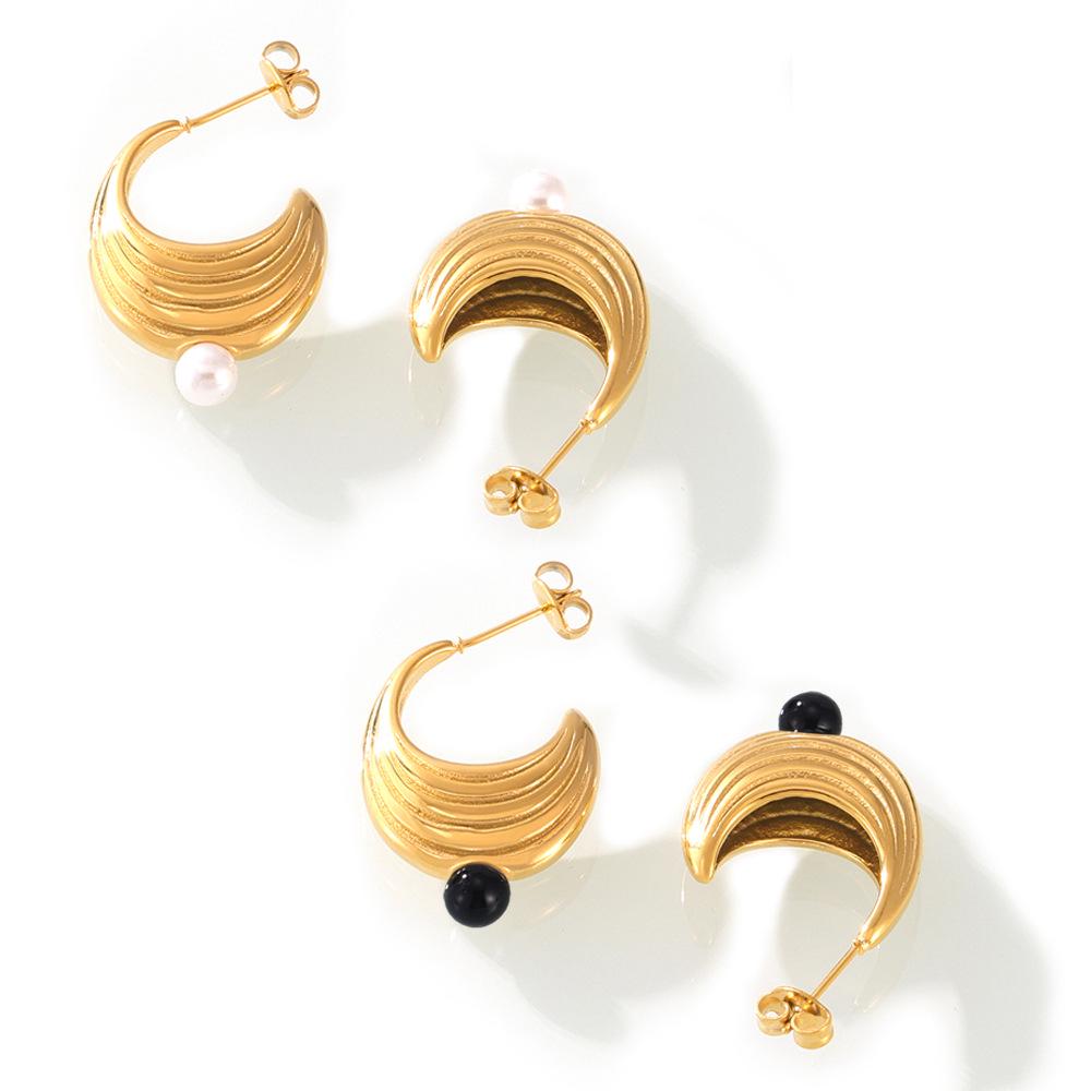European Vintage Pearl Shell Earrings - Elegant Ins Style, Niche Titanium Steel Jewelry