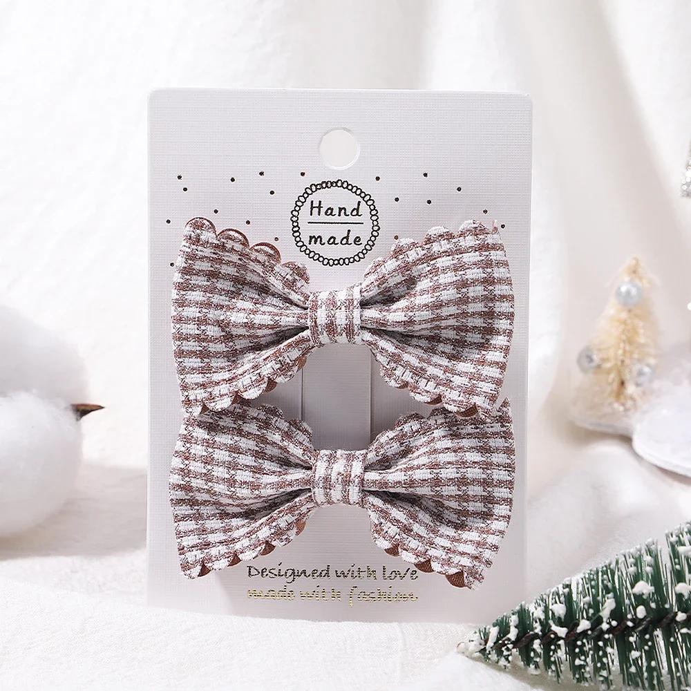 2Pcs/Set Solid Color Nylon Kids Bows Hair Clips for Baby Girls Handmade Bowknot Hairpin Barrettes Photograph Hair Accessories