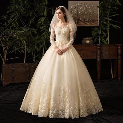 2024 Luxury Lace Long Sleeve Wedding Dress for Brides, Plus Size, D50
