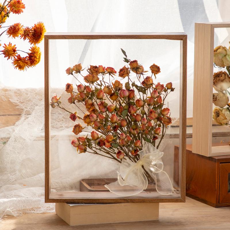 Handmade 3D Eternal Flower Frame: Baby's Breath & Rose Dried Floral Decoration