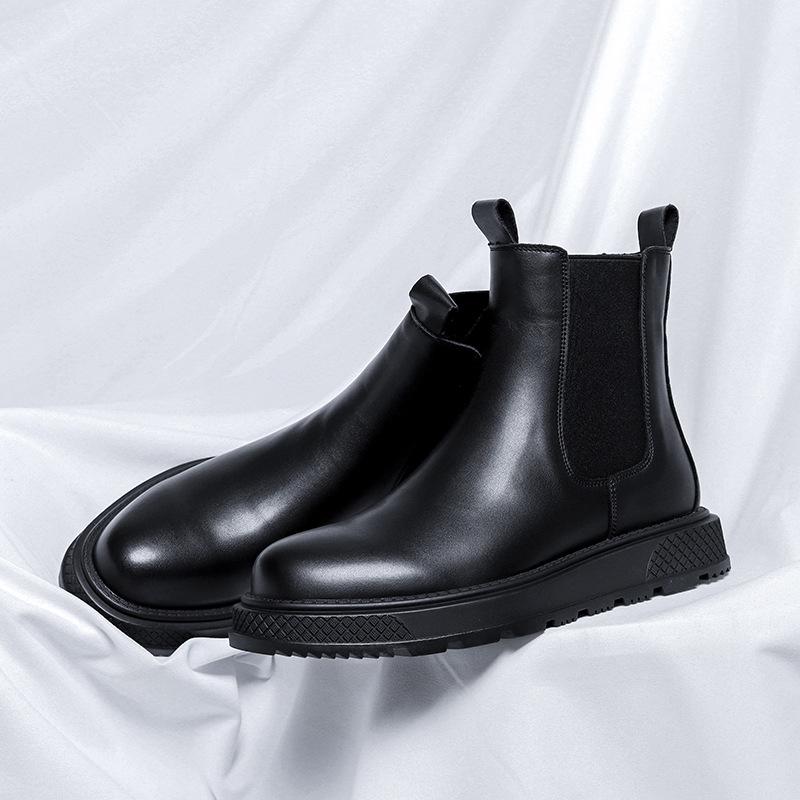 British Style Black Short Martin Boots 2025 Autumn and Winter Single Boots Thick-soled Versatile Sleeve Men's Cigarette Boots 4505-R