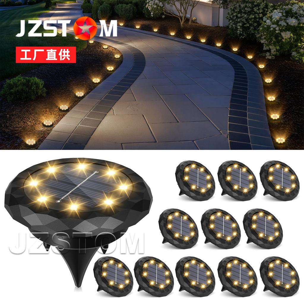 Solar underground light, outdoor waterproof LED ground plug lawn light, garden villa decoration courtyard light