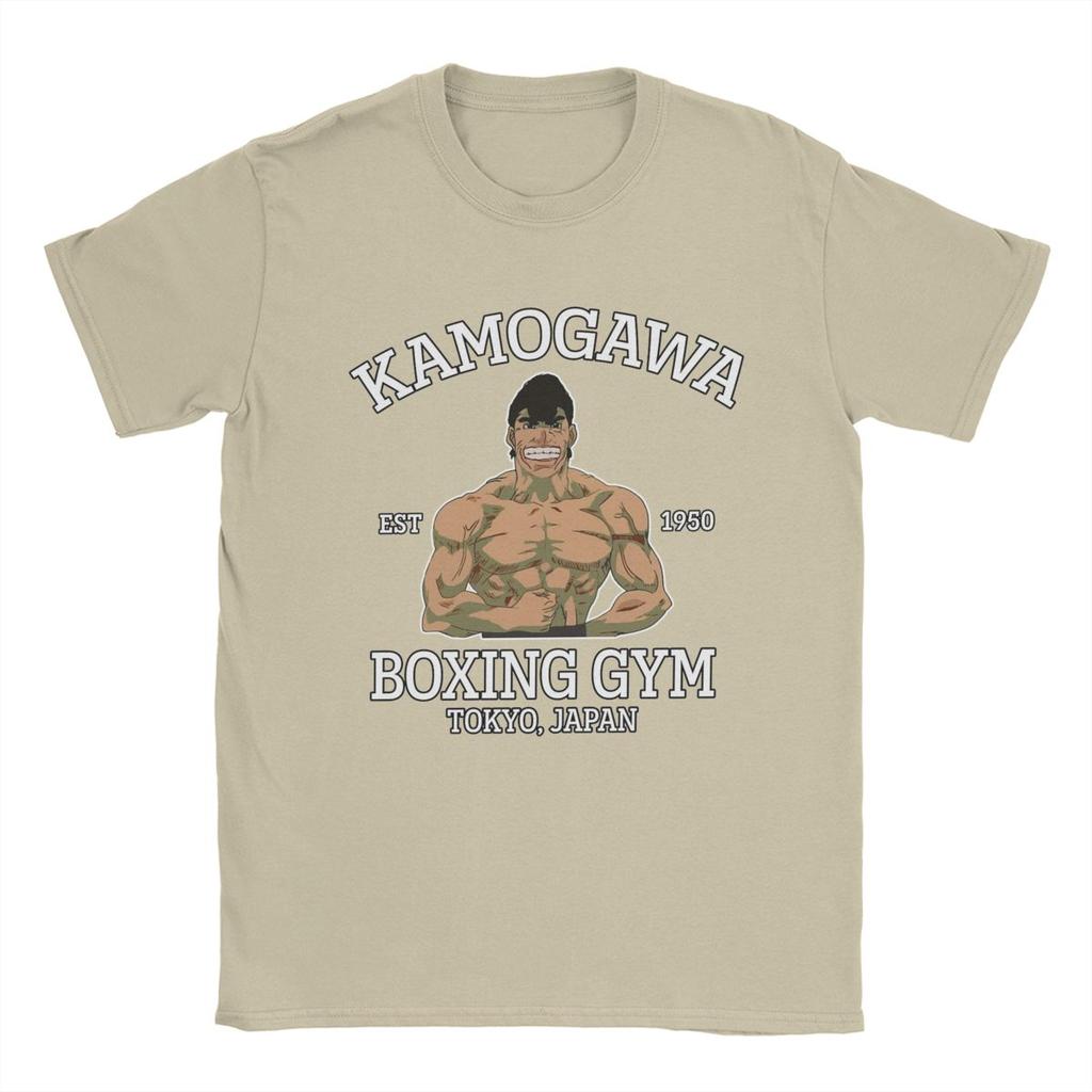 Men T-Shirt Kamogawa Boxing Gym Takamura Funny Pure Cotton Tees Hajime No Ippo Anime T Shirt Crewneck Clothes Gift Idea