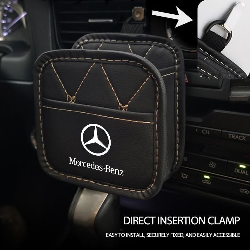 KLFKR1 Leather Car Storage Bag Air Vent Organizer Box Glasses Phone Holder Storage Box For Benz AMG Exclusive A C E R V Class CLA CLS