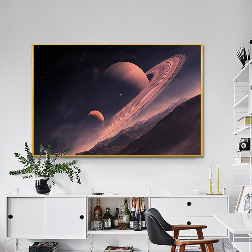 Planet Solar System Photo Canvas Print Space Wall Art Poster Beautiful Stunning Universe Picture for Cafe Living Room Home Decor