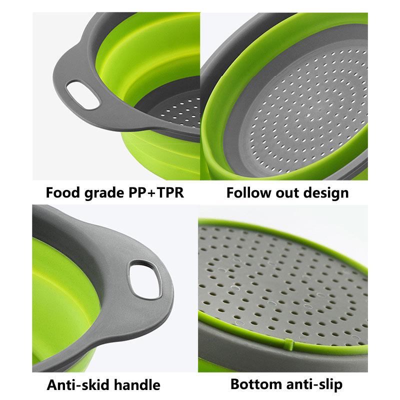 1ks skládací odtokový koš Kulatý filtrační koš Teleskopický skládací koš na ovoce