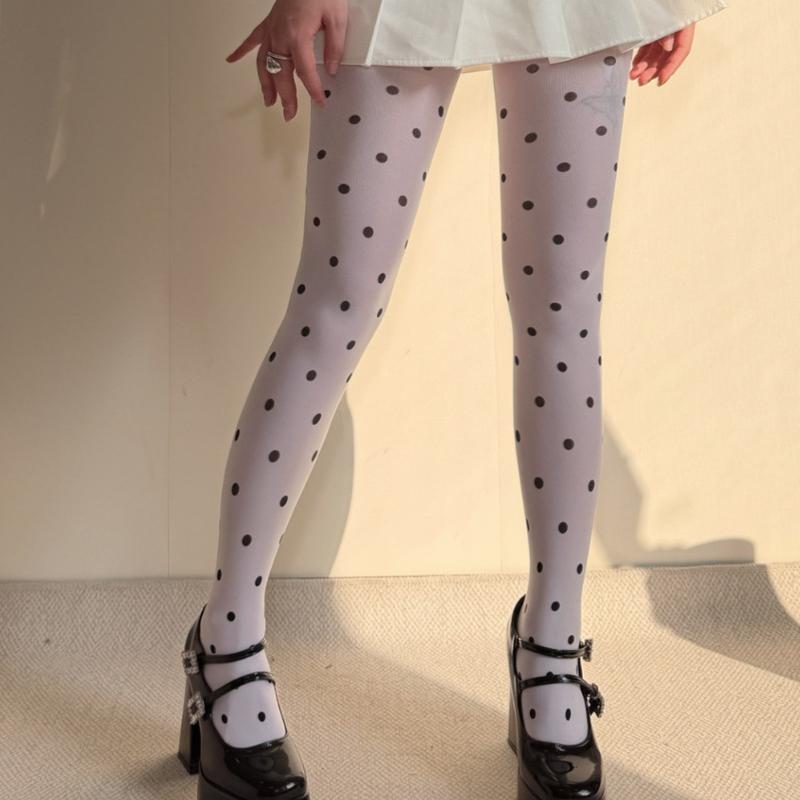 Vintage Ultra-Dünne Schlankmachende Gepunktete Strümpfe Schwarze Polka Dot Transparente Leggings Jk Spicy Girl Sexy Strumpfhosen