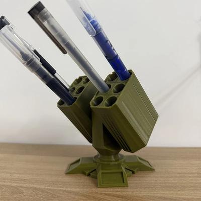 3D Tištěný Protiletadadlový Dělo Stylu Vojenský Držák na Tužky Vícekomorový Stolní Organizér Kreativní Dárek Pro Děti Dospělé