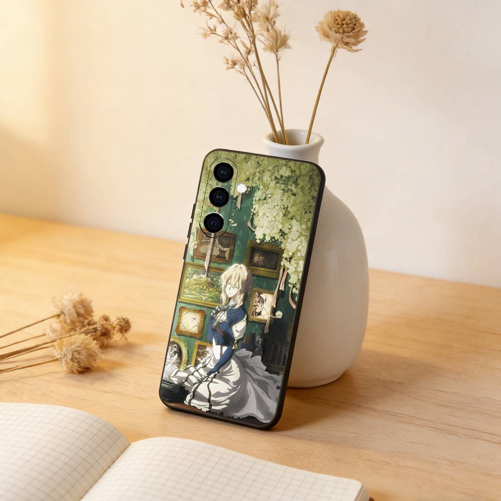 

Violet Evergarden Phone Case Black Silicone Soft For Samsung Galaxy A73,A72,A71,A70,A53,A52,A51 Samsung a50 30s 50s
