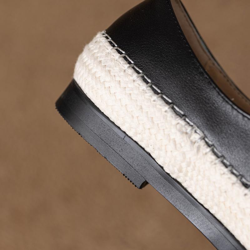 Fashion Women's new leather cowhide lace up woven fabric round toe low heel comfortable plus size single shoe casual shoes