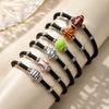 Women's Sports Style Black Resin Bracelet with Woven Rope Design