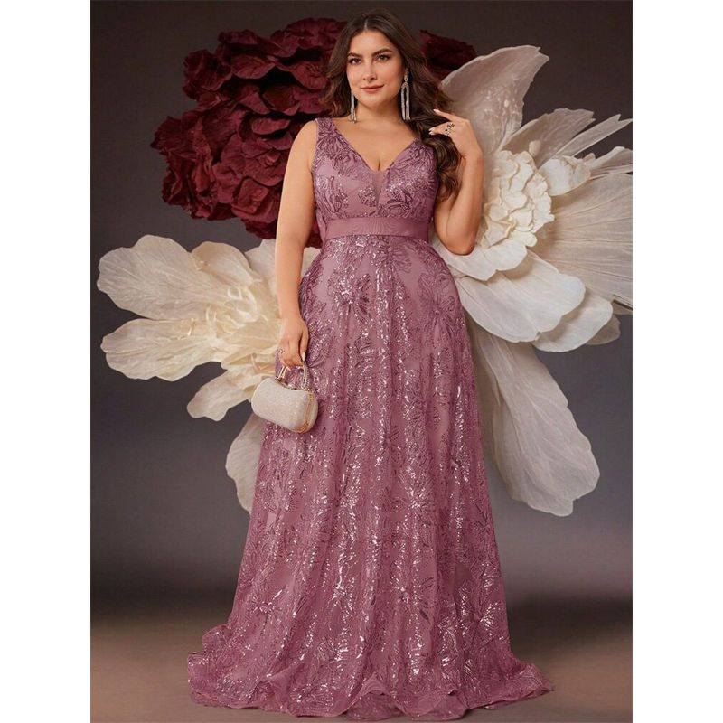 European and American Plus-Size Formal Dress, Deep V-Neck Sexy Long Dress, Slim-Fit Mermaid Bridesmaid Evening Gown