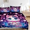 3pcs Sweet Love Cat Design Pattern Bedding Three-Piece Set (1 Cover + 2 Pillowcases, No Fillings), This Printed Bedding Set Is Soft and Comfortab