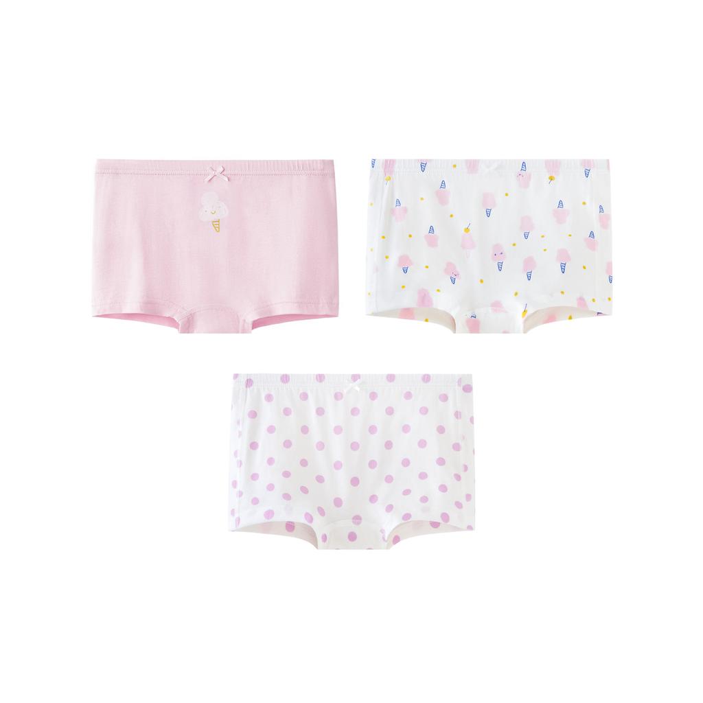 Mini Balabala Girls' Antibacterial Pure Cotton Underwear (3-Pack)