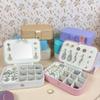Travel Jewelry Storage Box with Mirror Solid Color Simple Earrings Ring Necklace Jewelry Box Double Layer Household Jewelry Box