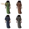 Women's V Neck Maxi Dress Sexy Hollow Out Short Sleeve Bodycon Split Dress Summer Cotton Linen Long Dress for Beach Vacation