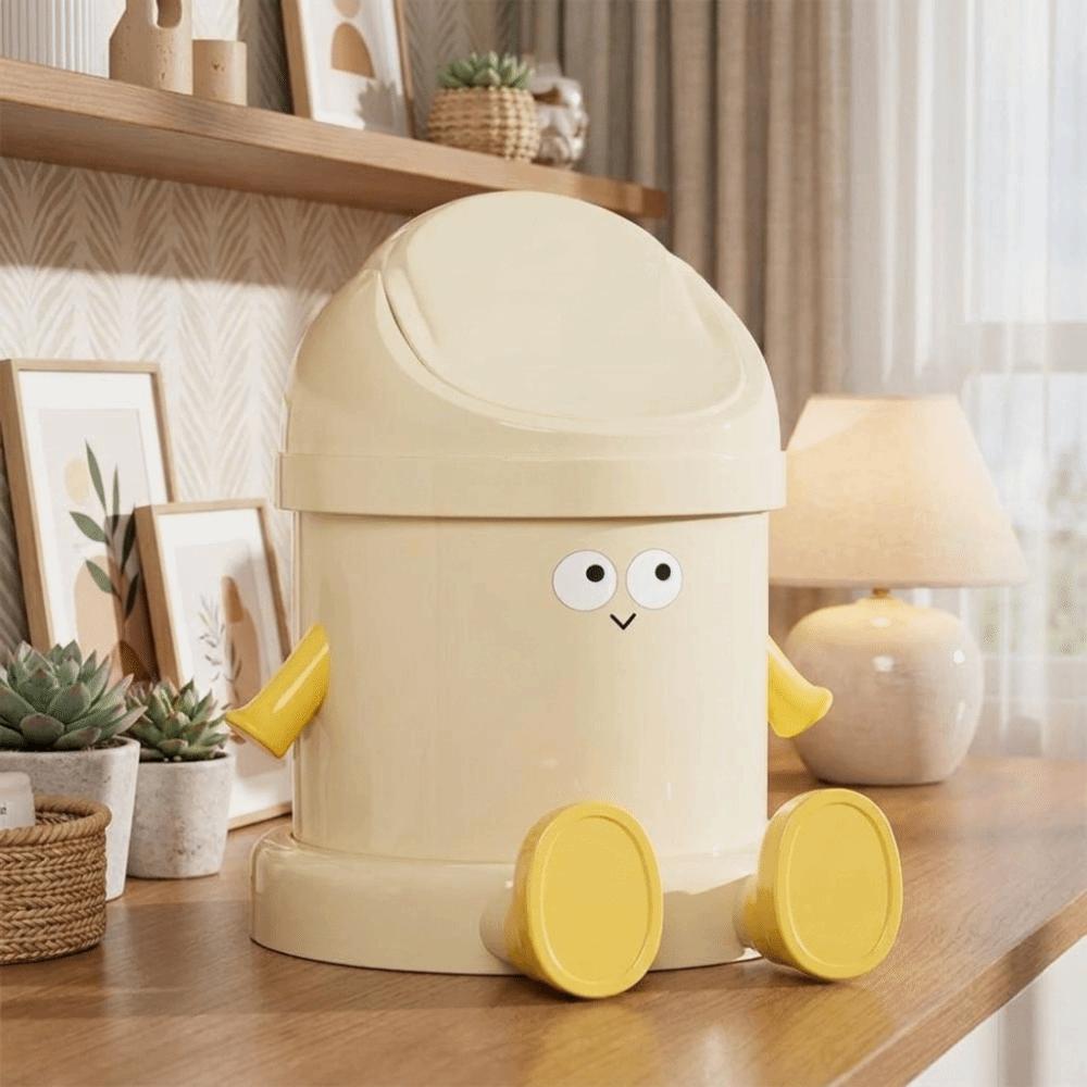 with Lid Desktop Trash Can Round Storage Bucket Creative Waste Bin  Dormitory